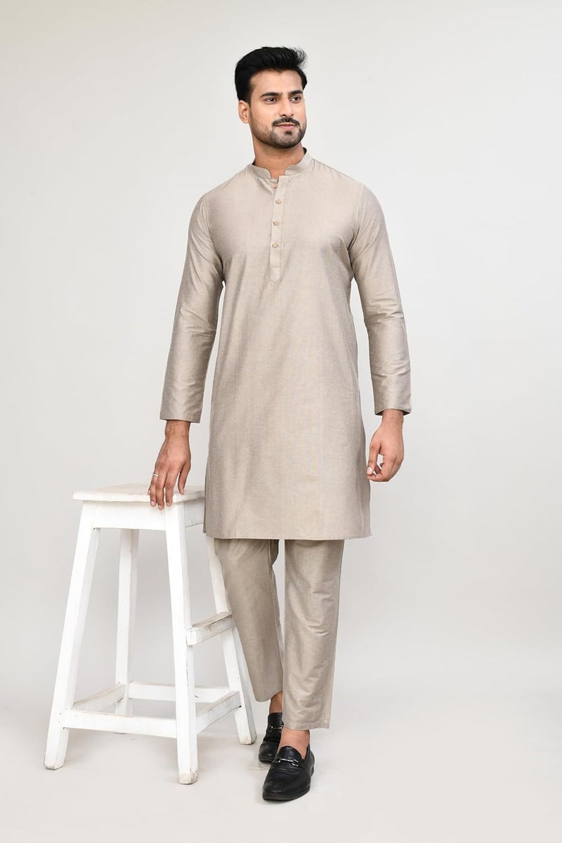 Polyfab Hathkargha Men's Cotton Regular Fit Kurta Pyjama Set - Ethnic Wear with Mandarin Collar & Full Sleeves - Image 4