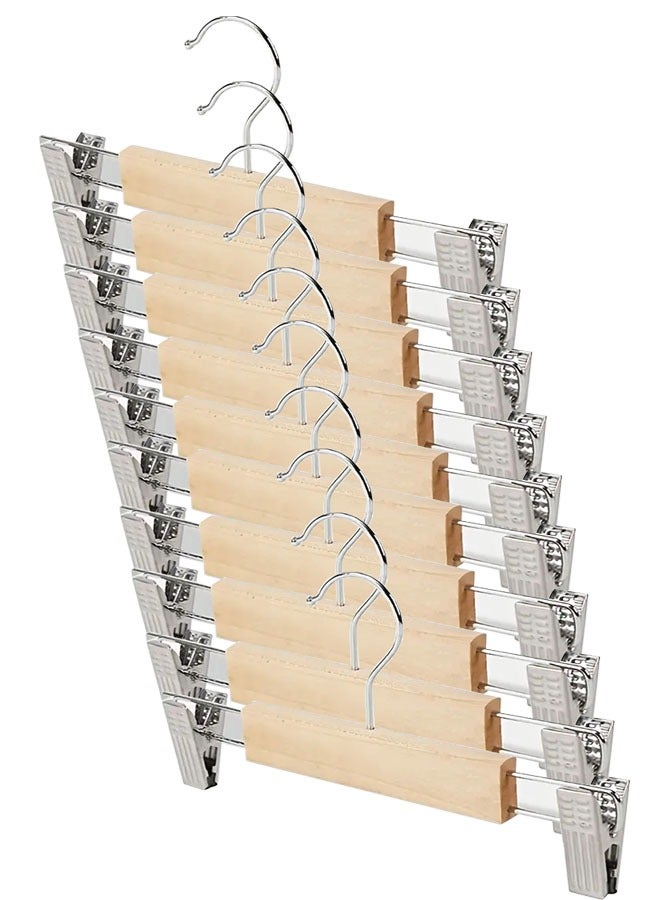 KLNAMAEAAN Pack of 10 Non-Slip Seamless Multi-Function Belt Clip Solid Wood Hook Hanger  - Image 1