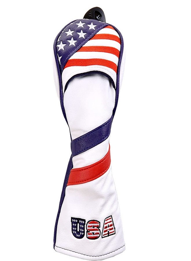 GOOACTION USA Golf Club Hybrid Headcover American Stars and Stripes Flag Synthetic Leather Patriotic Head Covers Protector - Image 1