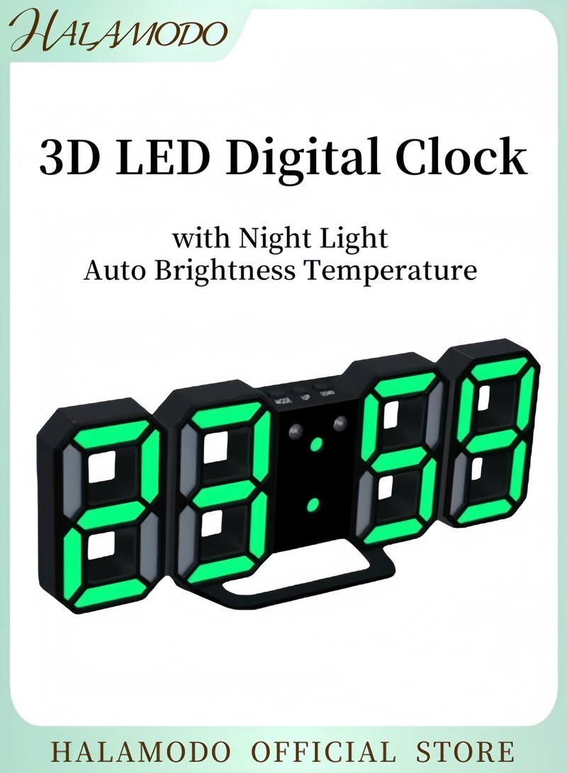 HALAMODO 3D LED Digital Alarm Clock Black 22.00X4.50X9.80cm - Image 1