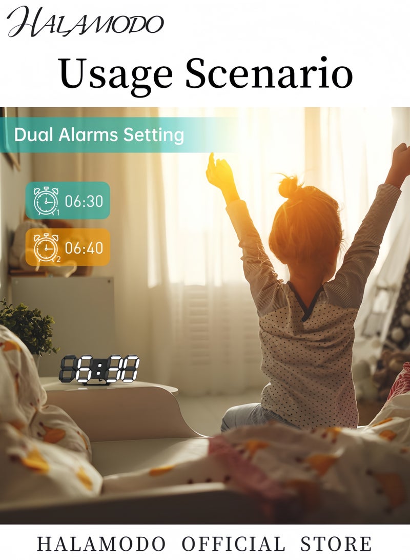 HALAMODO 3D LED Digital Alarm Clock Black 22.00X4.50X9.80cm - Image 4