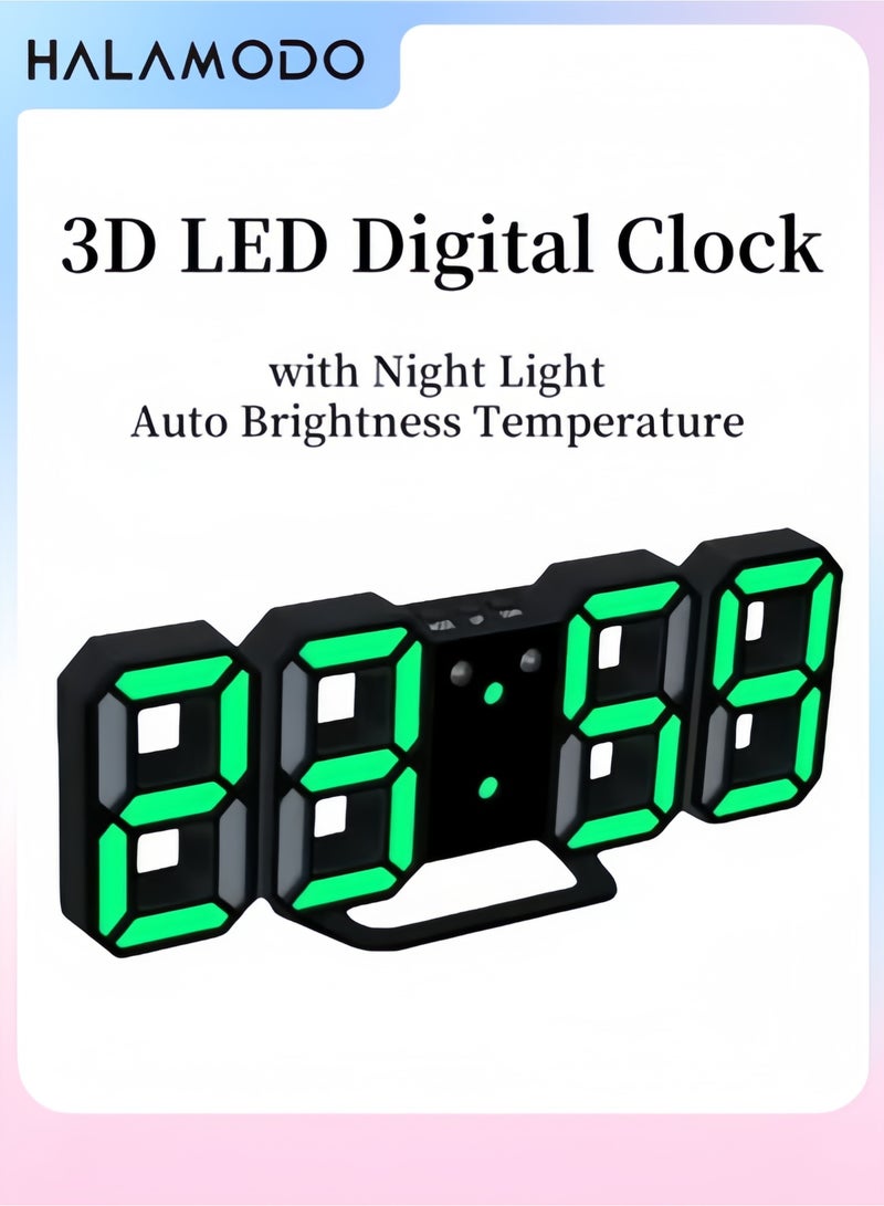 ساعة منبه رقمية LED ثلاثية الأبعاد باللون الأسود 22.00 × 4.50 × 9.80 سم - Image 1
