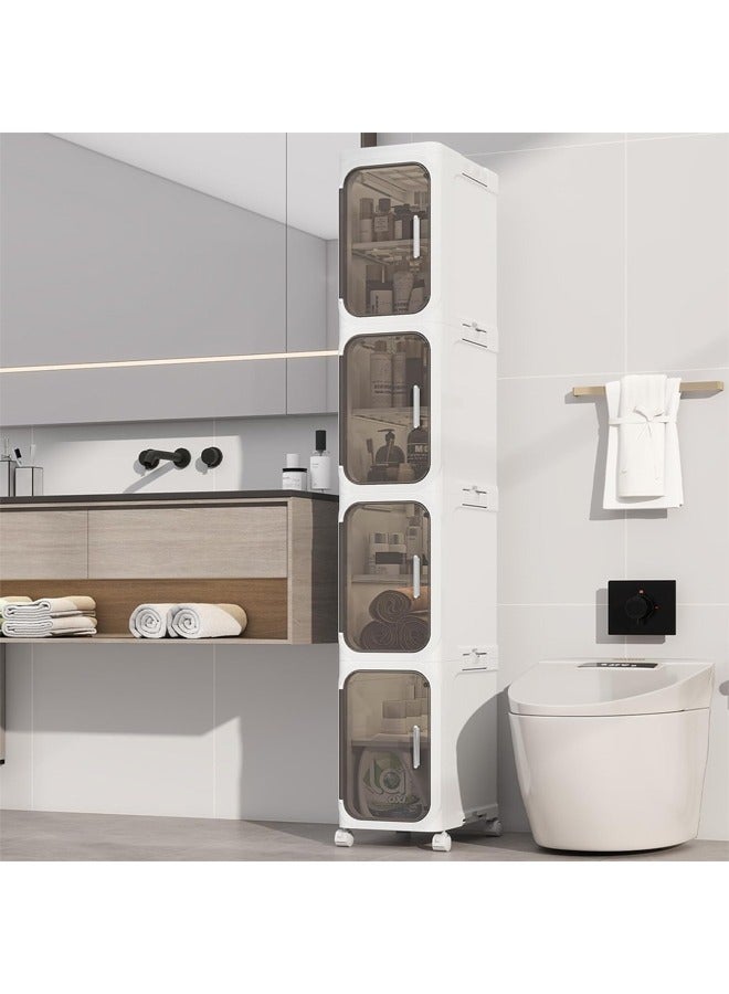 Vividorad Slim Bathroom Storage Cabinet, Foldable Storage Cabinets,Narrow Bathroom Storage,Movable Bathroom Storage Organizer for Small Spaces,Bathroom,Kitchen,Laundry,(4/3/2-Tiers)  - Image 2