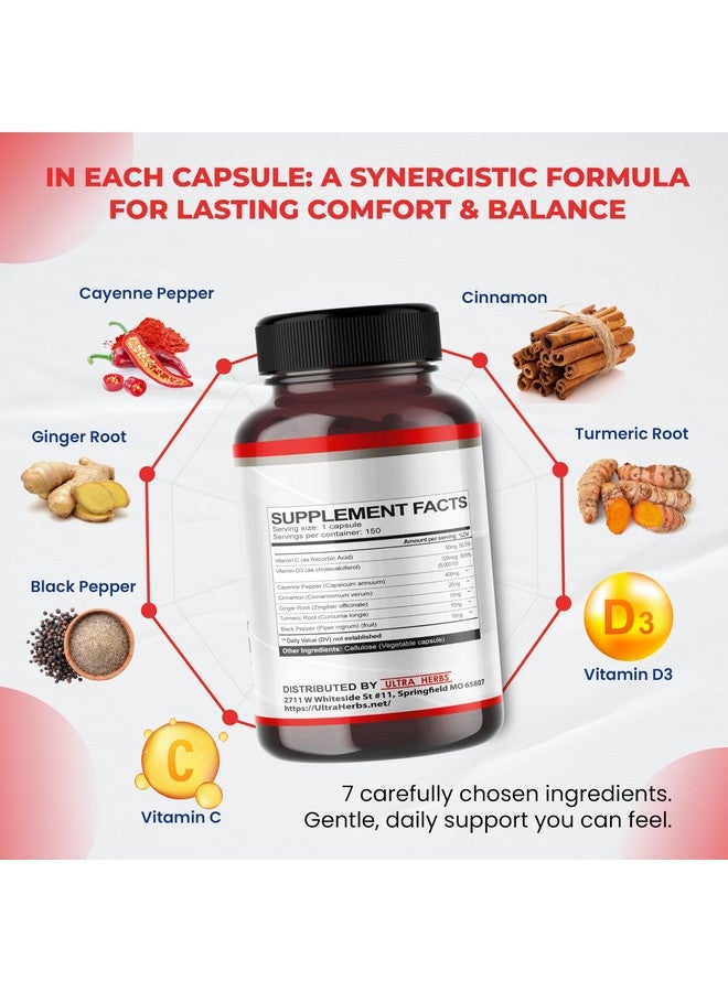 ULTRA HERBS فلفل كايين 7 في 1-16,250 ملغ - مع الزنجبيل، الكركم، القرفة، الفلفل الأسود - يعزز وظيفة الجهاز الهضمي (إمداد لمدة 150 يوم (عبوة واحدة)) - Image 5