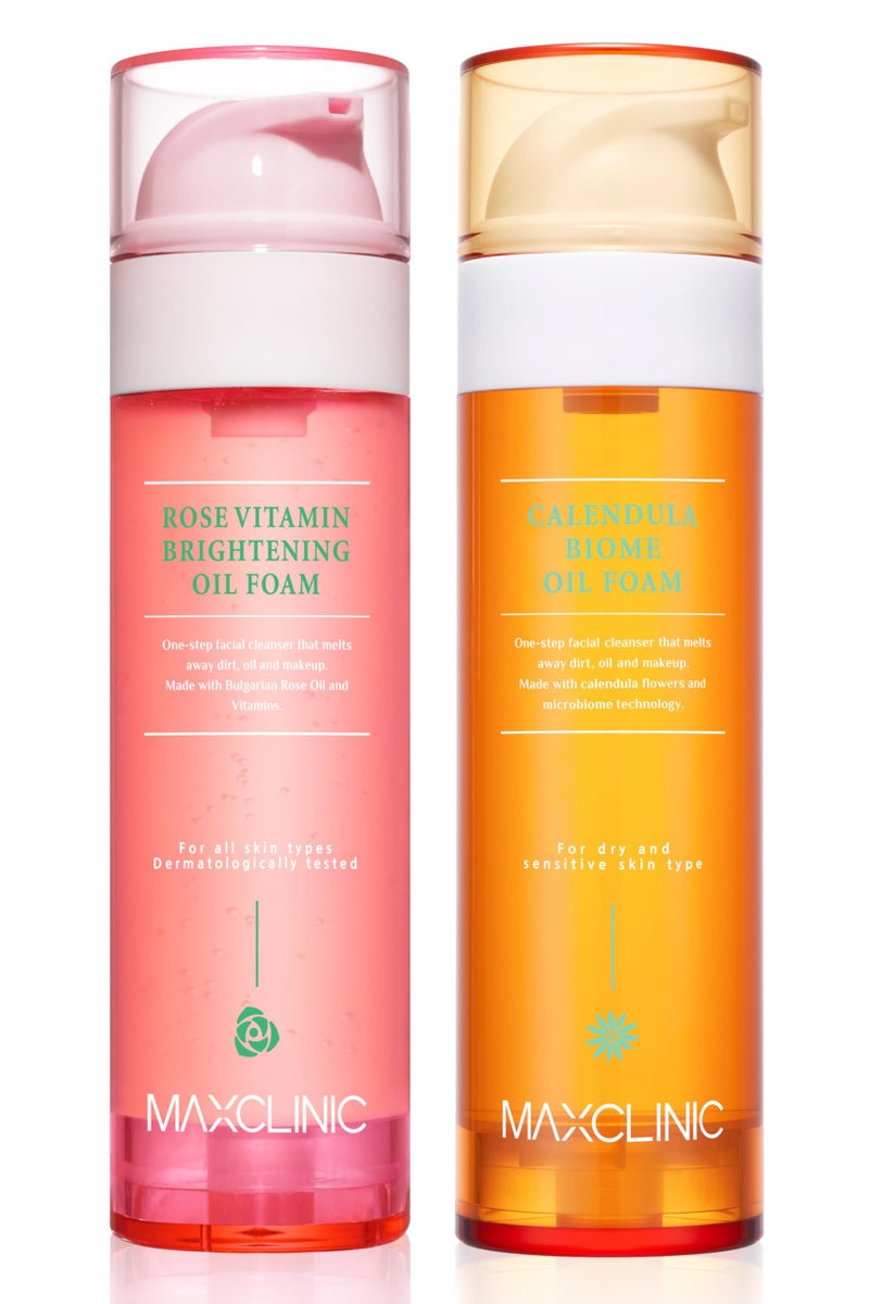 MAXCLINIC [K-Beauty] Rose Vitamin + Calendula Biome Oil Foam Gift Set | Daily Face Wash Oil Based Cleanser to Foam | Korean Skin Care Oil Cleanser for Dry Sensitive Skin - Image 1