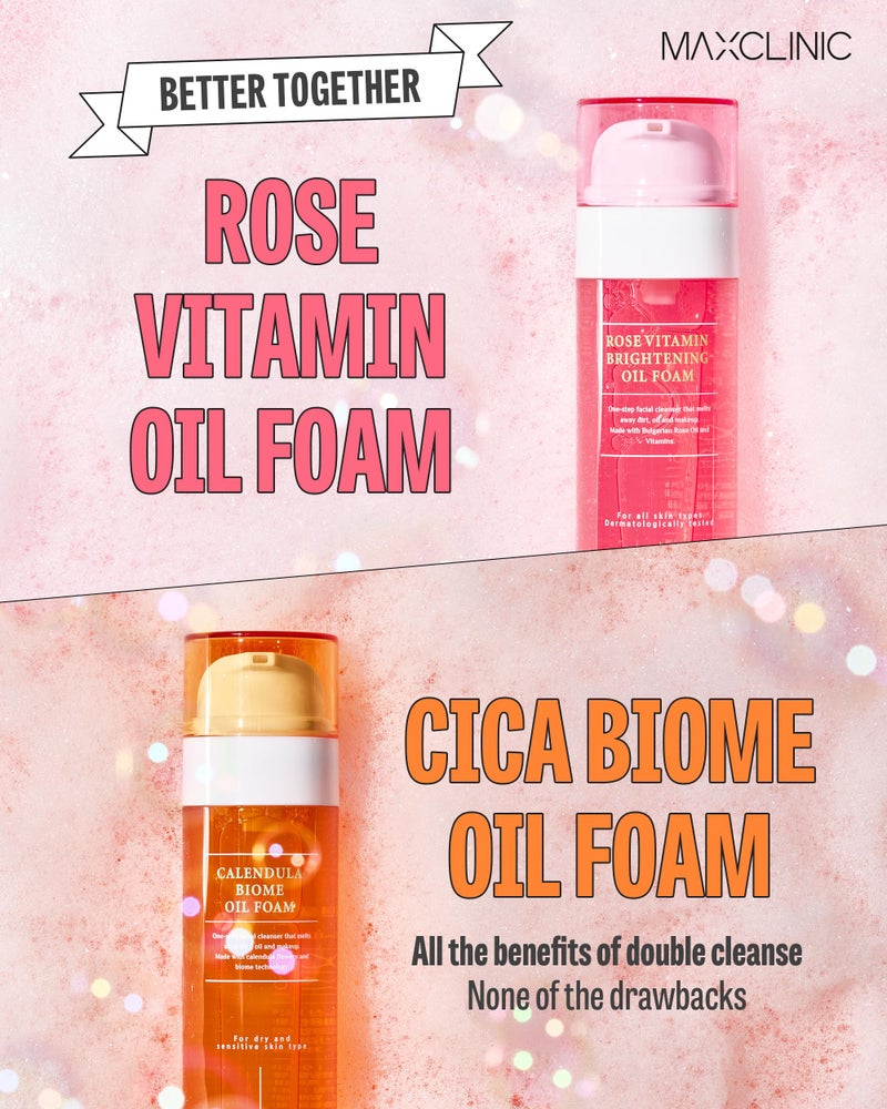 MAXCLINIC [K-Beauty] Rose Vitamin + Calendula Biome Oil Foam Gift Set | Daily Face Wash Oil Based Cleanser to Foam | Korean Skin Care Oil Cleanser for Dry Sensitive Skin - Image 2