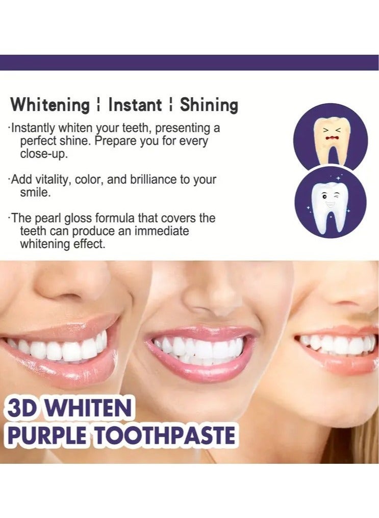 Jaysuing 3D Whitening Purple Toothpaste - 3.52 oz (99g) Paste for Teeth Whitening, Deep Cleaning, Fresh Breath, and Oral Odor Removal - Moisturizing Dental Care Product with Basic Cleaning Effect - Image 2