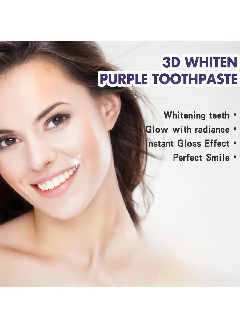 Jaysuing 3D Whitening Purple Toothpaste - 3.52 oz (99g) Paste for Teeth Whitening, Deep Cleaning, Fresh Breath, and Oral Odor Removal - Moisturizing Dental Care Product with Basic Cleaning Effect - Image 5
