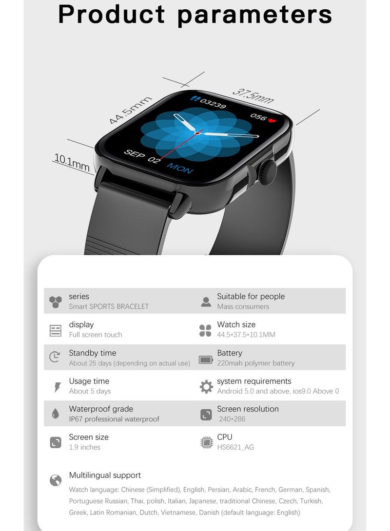 GULFLINK Smart Watch for Android and iOS Phones Compatible iPhone Samsung  Black  - Image 2