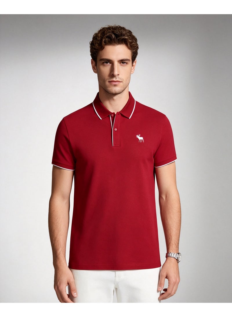 Abercrombie & Fitch Unisex Short Sleeve Polo Shirt Casual Daily Wear For Men And Women Red - Image 1