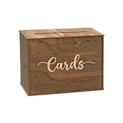 Cregugua Rustic Wooden Card box 12x9x7 Inch Gift Card Box for Wedding Birthday Baby Shower Graduation Party - Image 4