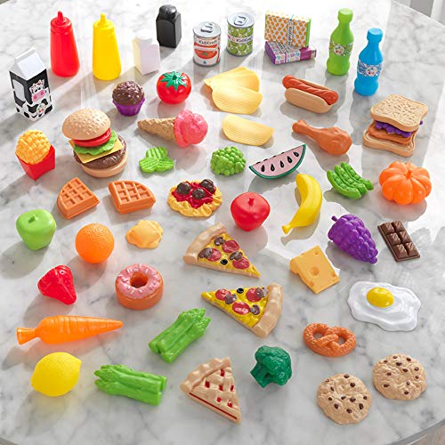 KidKraft 65-Piece Plastic Play Food Set for Play Kitchens, Fruits, Veggies, Sweets, Drinks and More, Gift for Ages 3+ - Image 3