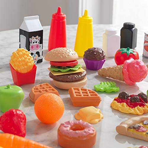 KidKraft 65-Piece Plastic Play Food Set for Play Kitchens, Fruits, Veggies, Sweets, Drinks and More, Gift for Ages 3+ - Image 4