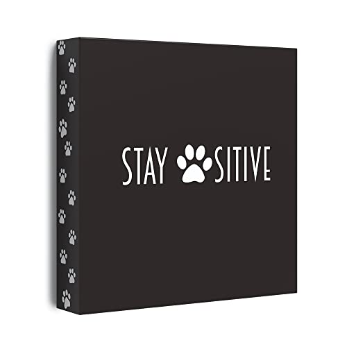 Barnyard Designs Wooden Box Sign Motivation - Desk Decor, Primitive Office Decor for Women, Inspirational Quotes (Stay Pawsitive) - Image 1