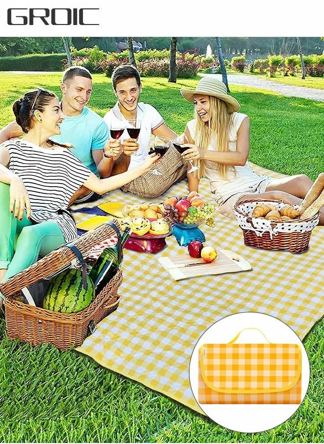 GROIC Picnic Blanket Extra Large Waterproof, 200×200cm Waterproof Foldable Blanket, Portable Picnic Mat, Camping Grass Picnic Blanket for 8 Adults Outdoor Picnic Mat, Camping Outdoor Activities Supplies  - Image 1