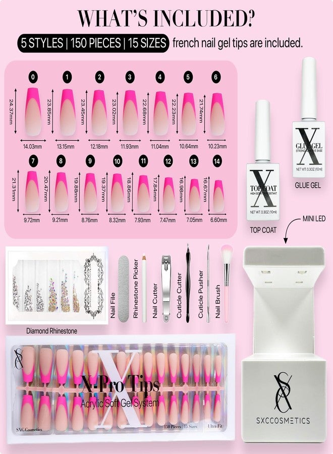 SXC Cosmetics X-Pro Tips French Tip Press On Nails - Bright Pastel Glow in the Dark Series (GLOW120KIT-M Coffin) - Image 4