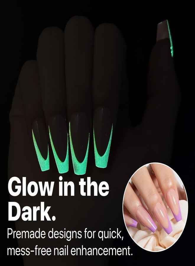 SXC Cosmetics X-Pro Tips French Tip Press On Nails - Bright Pastel Glow in the Dark Series (GLOW120KIT-M Coffin) - Image 2