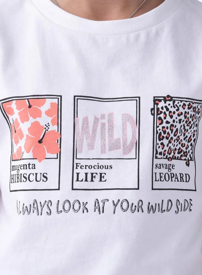 فكتور اند جين Graphic Print Round Neck T-Shirt by Styli