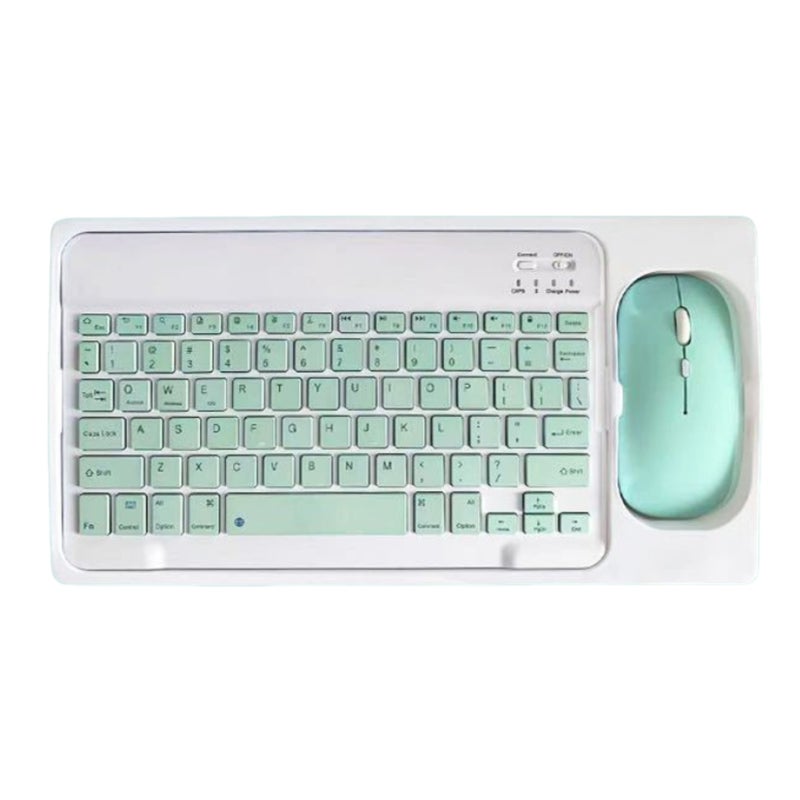 10 Inch Bluetooth Keyboard Set USB Charging Ultra Thin Quiet Wireless Keyboard with DPI Mouse for Cellphone Laptop Green - Image 5