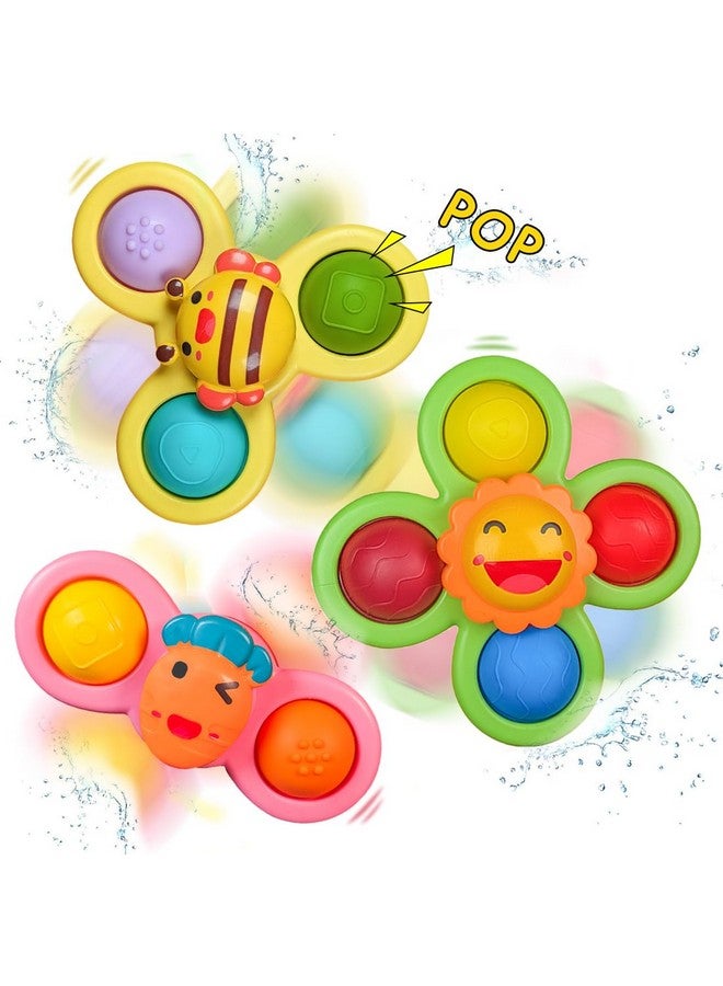 Wembley Baby Products Bath Toys 3 Pcs Suction Cup Spinner Toy For Baby Toddlers Sensory Toys For Kids | Sticks To Window Table Baby High Chair Tray Bath Spinners For Baby Gifts For Baby Toddlers - Image 1