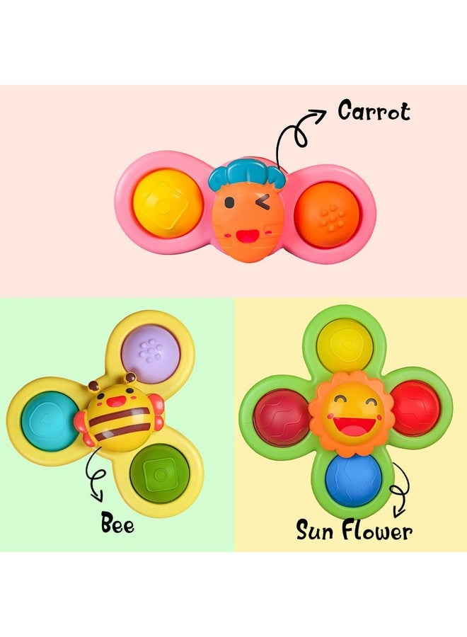 Wembley Baby Products Bath Toys 3 Pcs Suction Cup Spinner Toy For Baby Toddlers Sensory Toys For Kids | Sticks To Window Table Baby High Chair Tray Bath Spinners For Baby Gifts For Baby Toddlers - Image 3