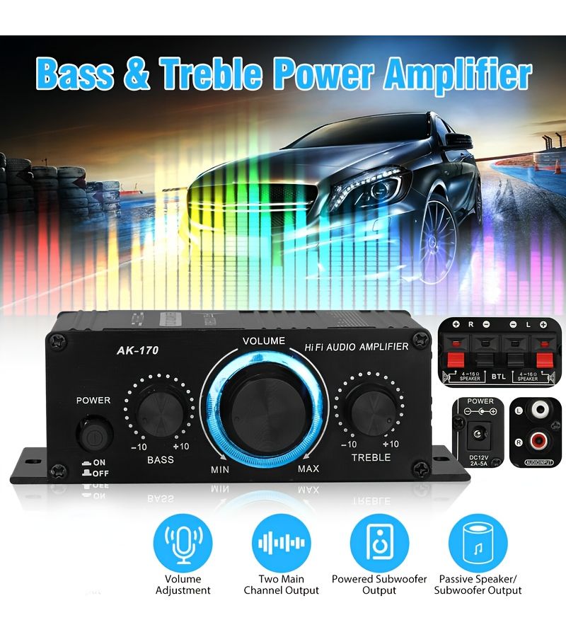 AK 170 12V Mini Car Power Amplifier Universal For Home Motorcycle MP3 - Image 3