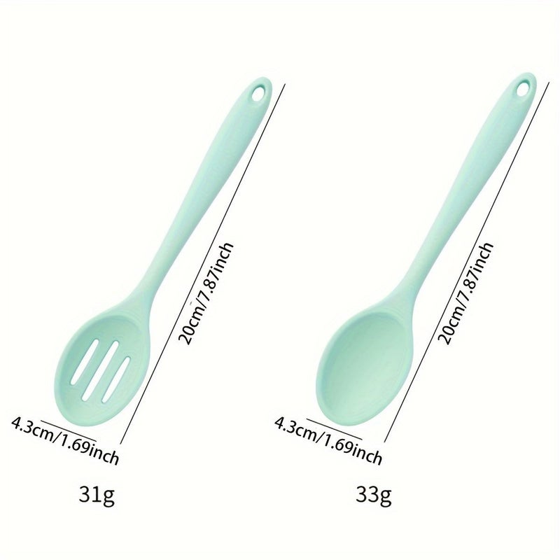 2 Pcs Yellow Silicone Spoon Dinnerware Set Integrated Soup Spoon Salad Spoon High Temperature Resistant Kitchen Cooking Utensils - Image 3