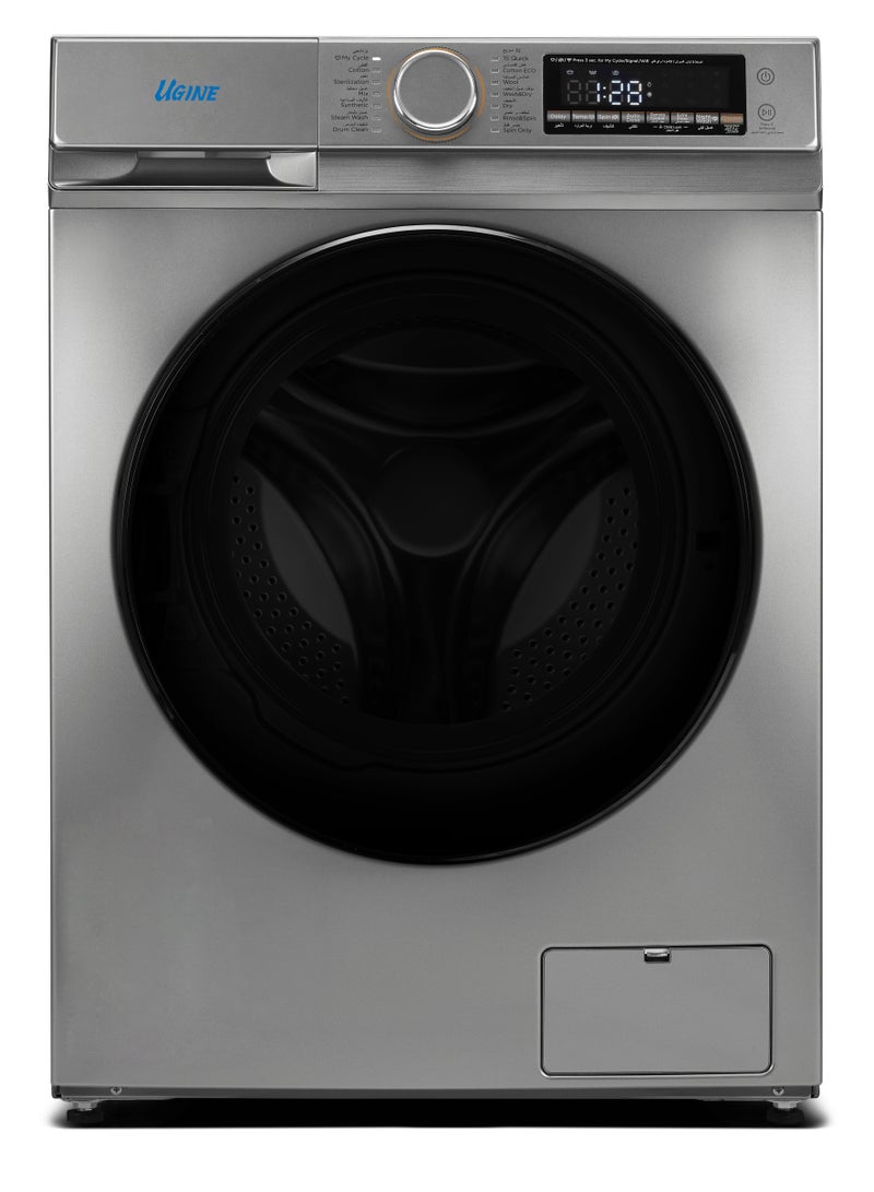 Ugine Front Load Washing Machine 13kg, Wi-Fi And Remote Control, 100% Thermal Drying, Inverter, 23% Energy Saving, 11% Less Noise, Steel, UWMFLC13S - Image 1