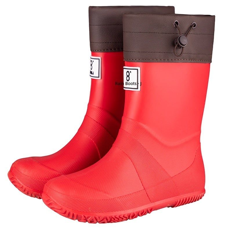 Women's PVC Flat Heel Solid Color Rain Boots - Image 5