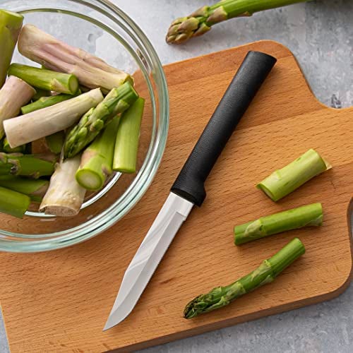 RADA Cutlery Serrated Regular Paring Knife (W242), 3.25" Stainless Steel Hollow Ground Fine-Serrated Blade, Made in USA, Black Handle - Image 4