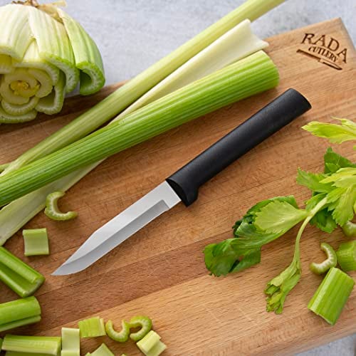 RADA Cutlery Serrated Regular Paring Knife (W242), 3.25" Stainless Steel Hollow Ground Fine-Serrated Blade, Made in USA, Black Handle - Image 5