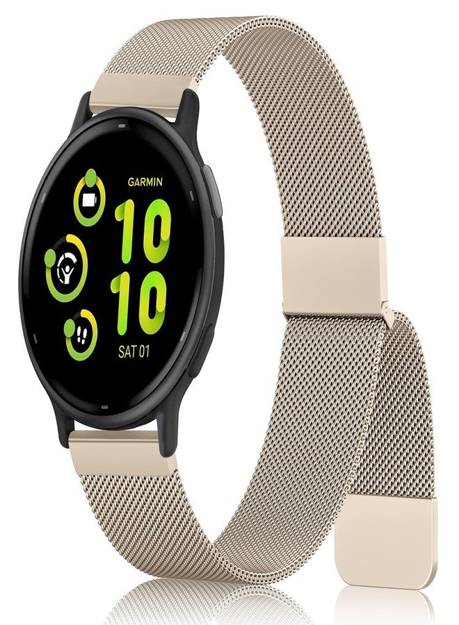 Meliya أساور معدنية متوافقة مع ساعة Garmin Vivoactive 6 / Vivoactive 5 / Vivoactive 3، أساور Garmin Venu 2 Plus / Venu Sq / Venu للنساء والرجال، حزام بديل من الفولاذ المقاوم للصدأ لساعة Garmin Forerunner 55 245 645 Music الذكية (ذهبي شامباني)  - Image 1