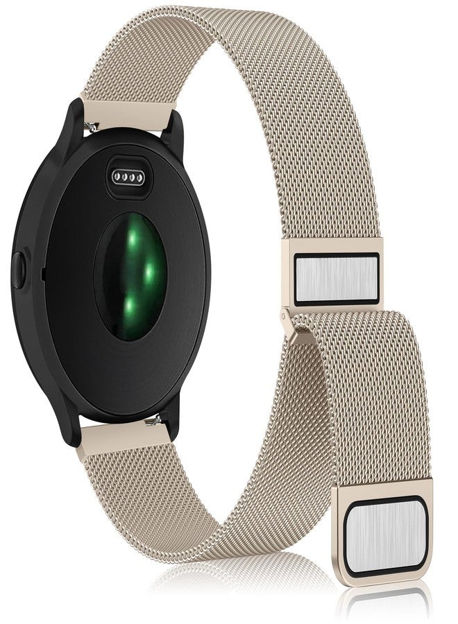 Meliya أساور معدنية متوافقة مع ساعة Garmin Vivoactive 6 / Vivoactive 5 / Vivoactive 3، أساور Garmin Venu 2 Plus / Venu Sq / Venu للنساء والرجال، حزام بديل من الفولاذ المقاوم للصدأ لساعة Garmin Forerunner 55 245 645 Music الذكية (ذهبي شامباني)  - Image 2