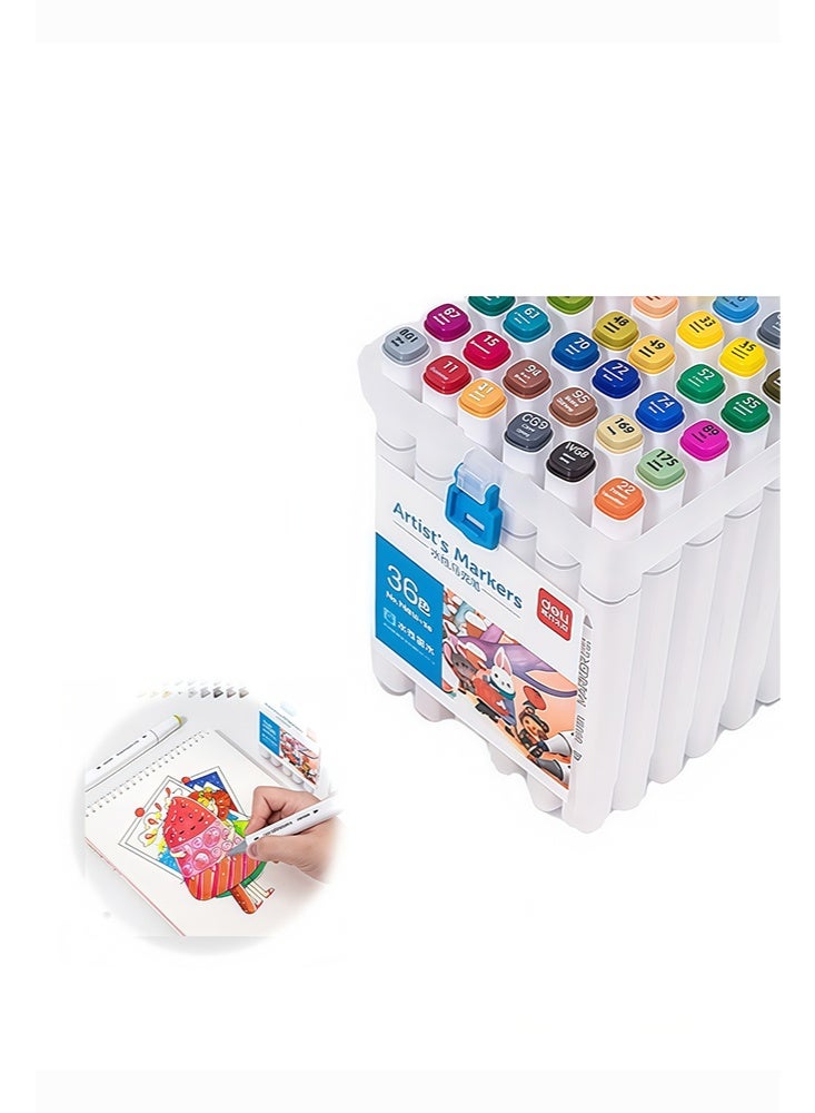 Deli 36-Color Double-Ended Markers – Washable Water-Based Art Markers for Kids, Drawing, and DIY Crafts - Image 1