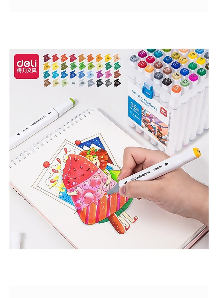Deli 36-Color Double-Ended Markers – Washable Water-Based Art Markers for Kids, Drawing, and DIY Crafts - Image 2