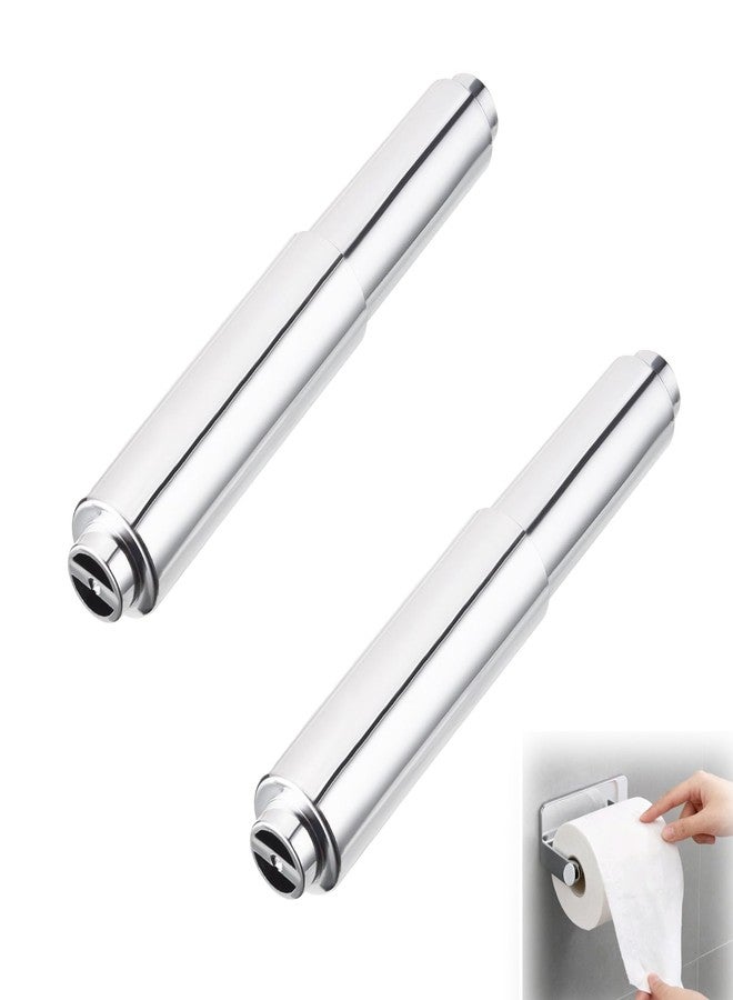mgmooa 2PCS Toilet Paper Holder, Universal Stainless Steel Spring Loaded Toilet Paper Roll Holder Replacement for Toilet Paper Spring Rod, Chrome - Image 1