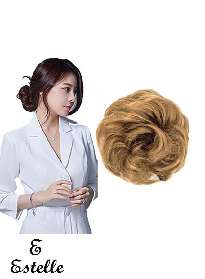 إستيل كعكة شعر فوضوية مع شريط مطاطي مرن وصلات شعر على شكل ذيل حصان أوبدو شينيون دونات على شكل ذيل حصان، شعر صناعي أشعث للنساء (اللون رقم 1) - Image 1