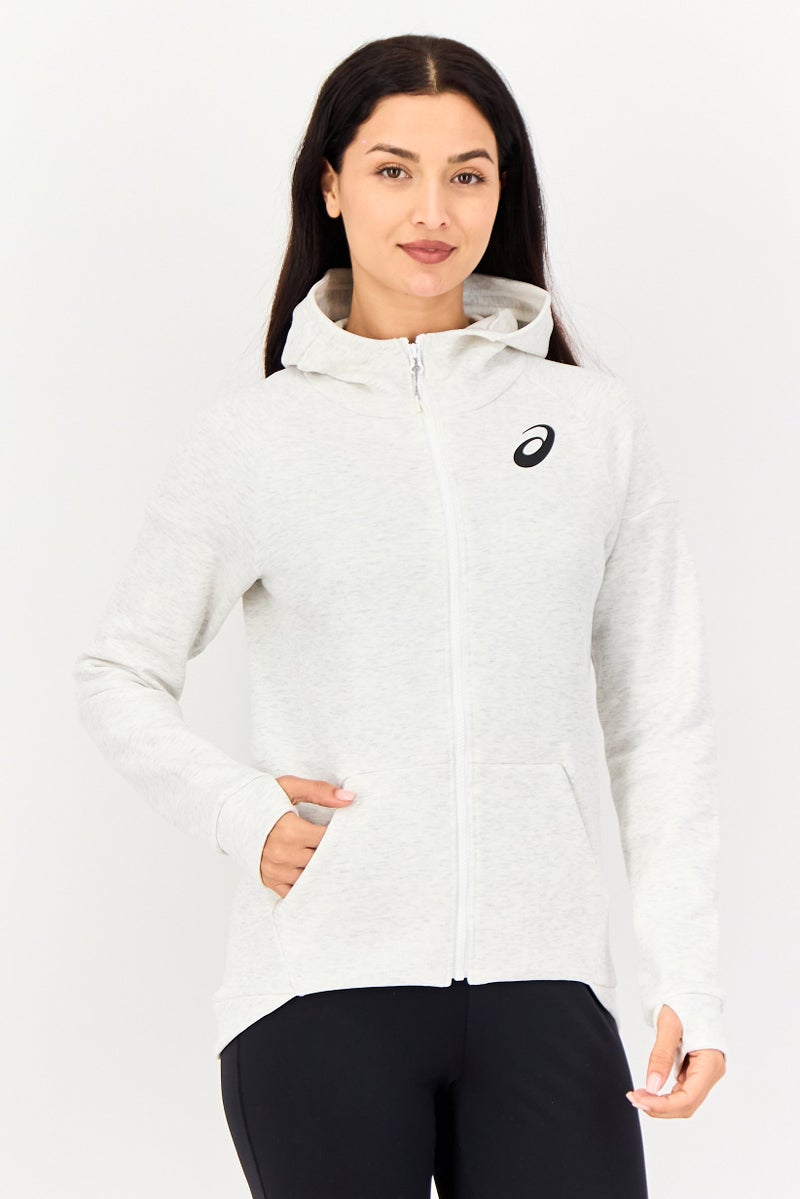 asics Women Sportswear Fit Long Sleeve Outdoor Hoodie, Light Grey - Image 1