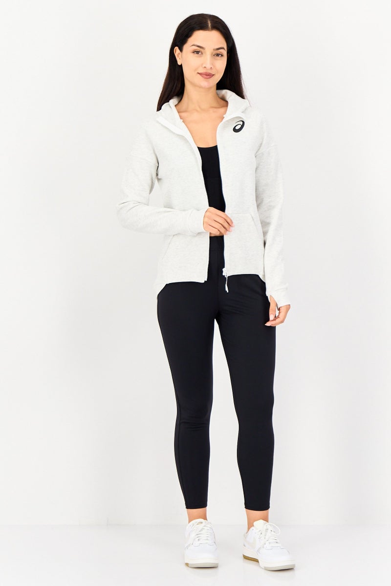 asics Women Sportswear Fit Long Sleeve Outdoor Hoodie, Light Grey - Image 2