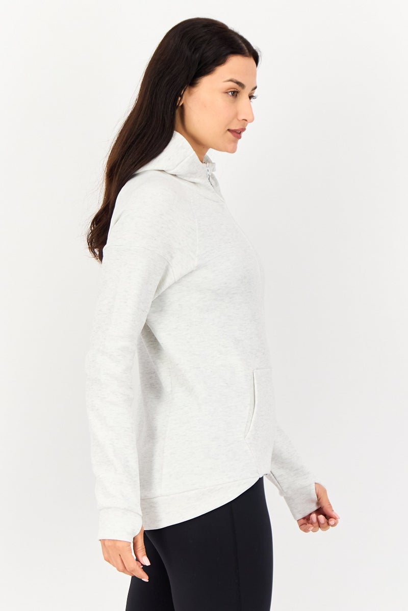 asics Women Sportswear Fit Long Sleeve Outdoor Hoodie, Light Grey - Image 3