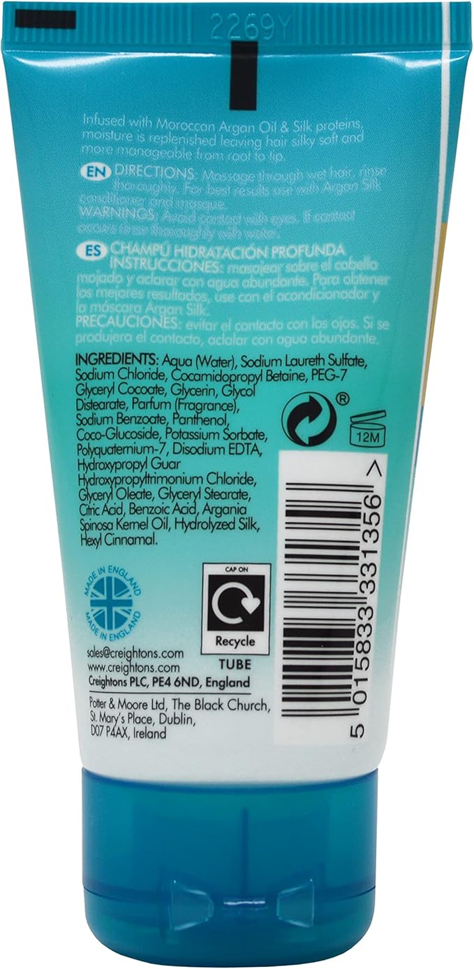 Creightons Argan Silk Intense Hydration Moisture Rich Shampoo 50ml Professionally formulated with Argan Oil from Morocco Replenishes Moisture for Strength Shine For all hair types - Image 2