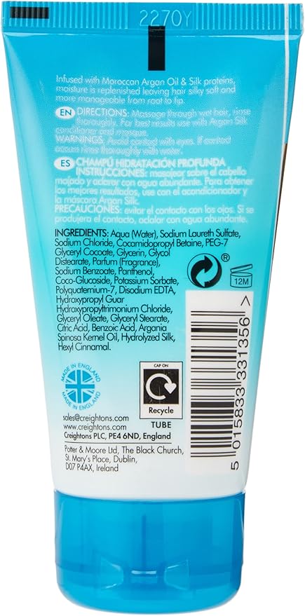 Creightons Argan Silk Intense Hydration Moisture Rich Shampoo 50ml Professionally formulated with Argan Oil from Morocco Replenishes Moisture for Strength Shine For all hair types - Image 3
