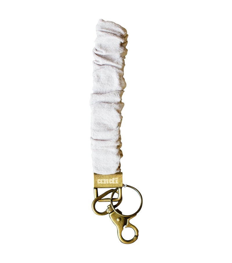 ANDI Wristlet Keychain for Women, Scrunchie Bracelet Key Ring With Clip Closure, Stretchy & Comfortable Wrist Lanyard, Key Chain For Car Keys, ID Cards (Linen) - Image 1
