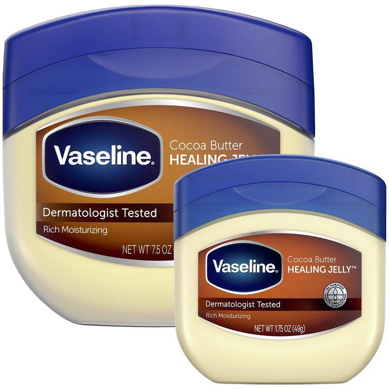 Vaseline Cocoa Butter Healing Jelly Variety Pack, 2 Sizes (7.5 Oz & 1.75 Oz) â€“ Rich Moisturizing Ointment, Protectant & Moisturizer for Dry Skin - Image 1