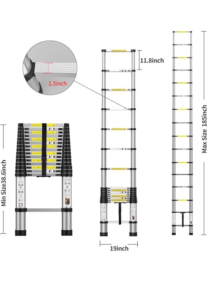 Aluminum Telescopic Extension Ladder – 4.7 m – Foldable with Carrying Bag – For Indoor and Outdoor Use  - Image 2