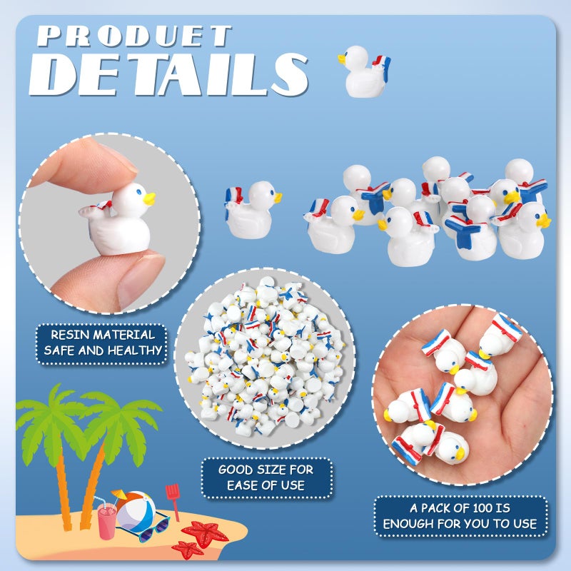 DoubleFill 100 Pcs Mini Resin Sailor Cruise Ducks Tiny Cruise Ducks for Hiding Bulk Sailor White Blue Small Miniature Figurines for Nautical Ship Party Favors Stocking Stuffers Gift - Image 4