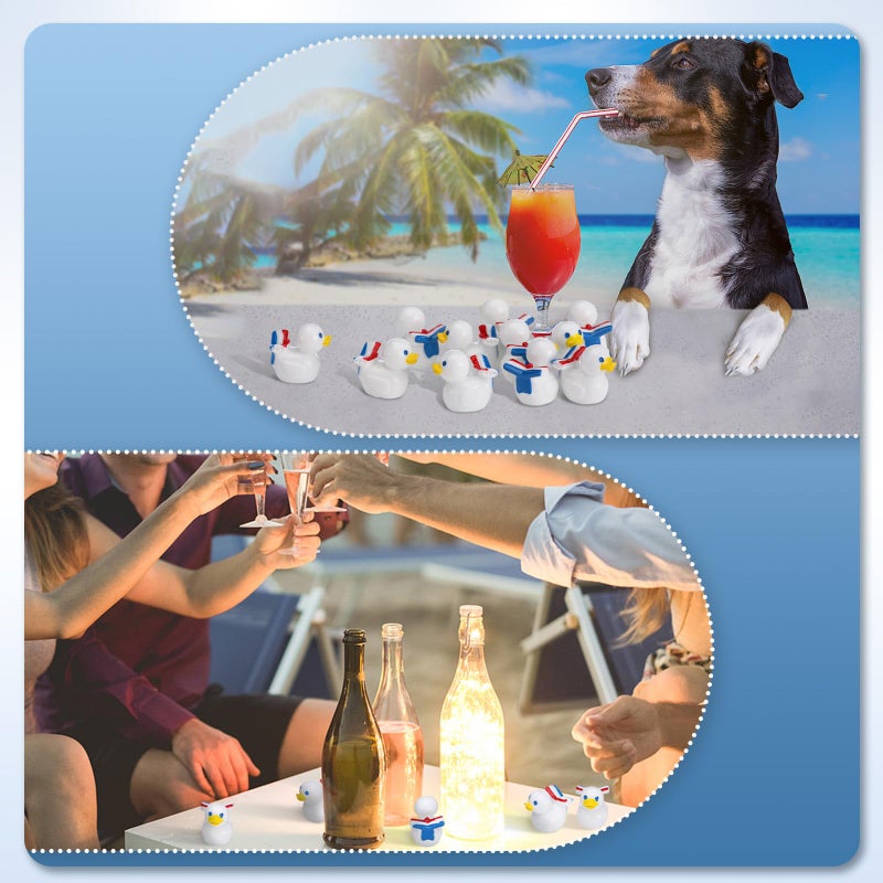 DoubleFill 100 Pcs Mini Resin Sailor Cruise Ducks Tiny Cruise Ducks for Hiding Bulk Sailor White Blue Small Miniature Figurines for Nautical Ship Party Favors Stocking Stuffers Gift - Image 5