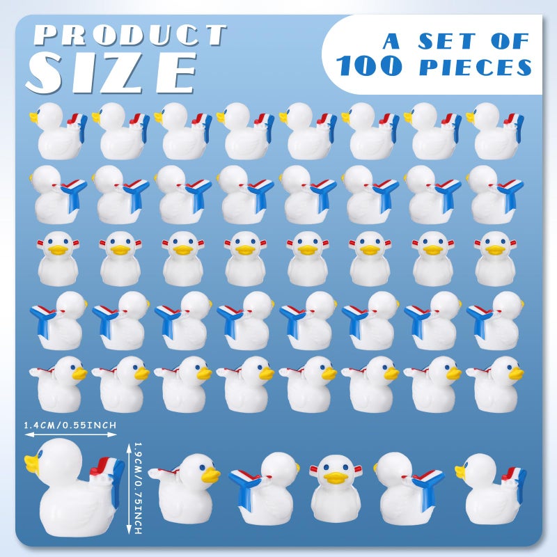 DoubleFill 100 Pcs Mini Resin Sailor Cruise Ducks Tiny Cruise Ducks for Hiding Bulk Sailor White Blue Small Miniature Figurines for Nautical Ship Party Favors Stocking Stuffers Gift - Image 3