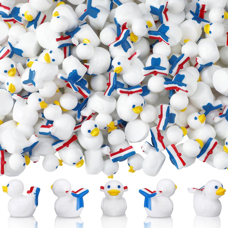 DoubleFill 100 Pcs Mini Resin Sailor Cruise Ducks Tiny Cruise Ducks for Hiding Bulk Sailor White Blue Small Miniature Figurines for Nautical Ship Party Favors Stocking Stuffers Gift - Image 1
