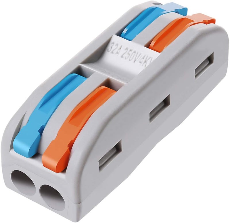 VAMRONE Wire Connectors Nuts, 10Pcs 2 Conductor Compact Splicing Wire Connectors with Colored, 2 Circuit Inline Splices, 28-12 AWG[ SPL-2] - Image 1